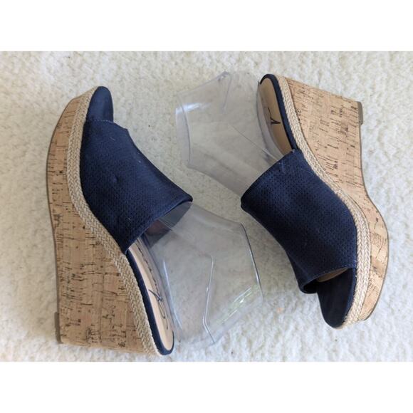 American Rag Womens Shira Peep Toe Special Occasion Platform Sandals Navy 8M - Picture 2 of 9